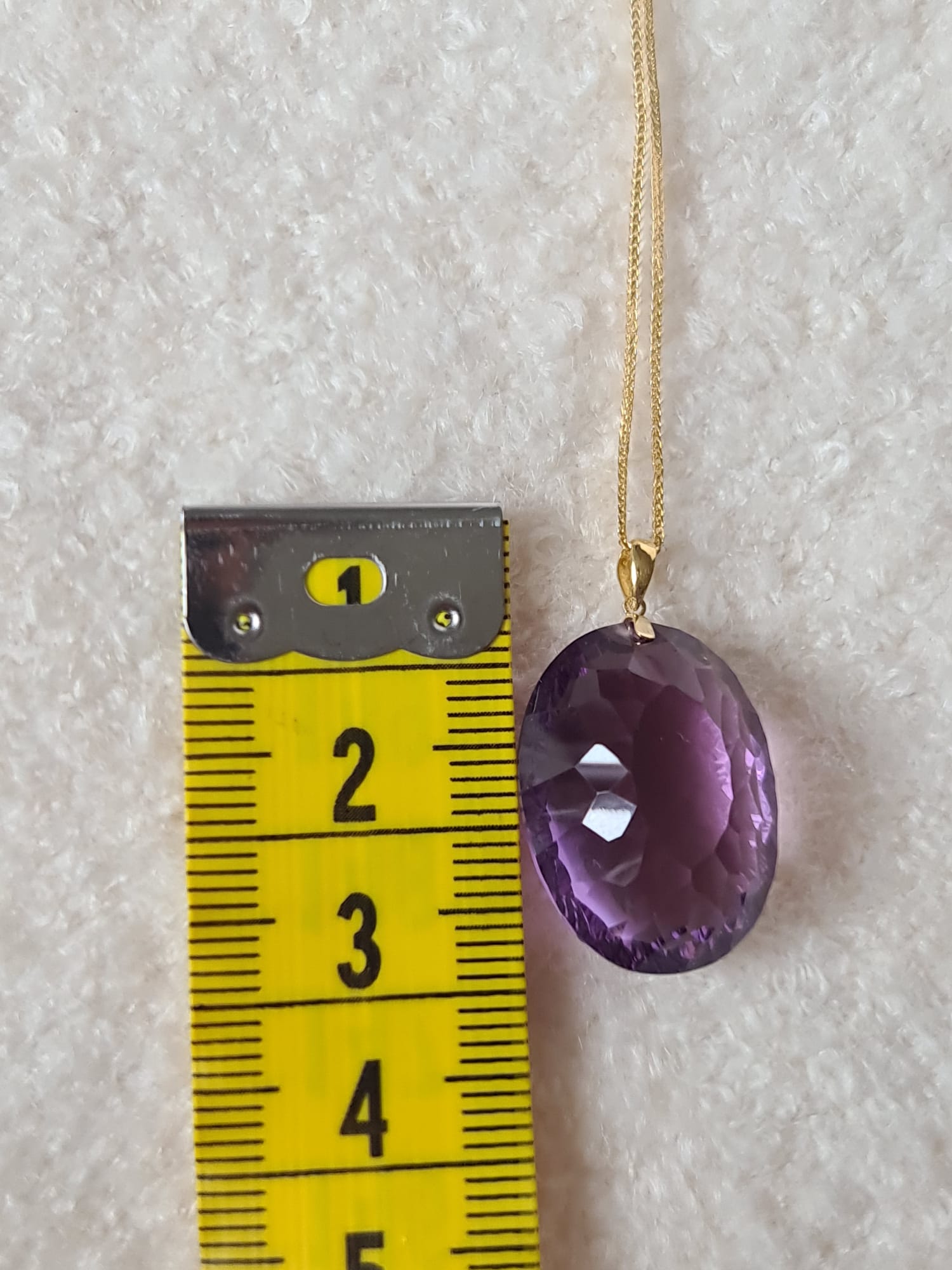 18k gold necklace with natural amethyst pendant