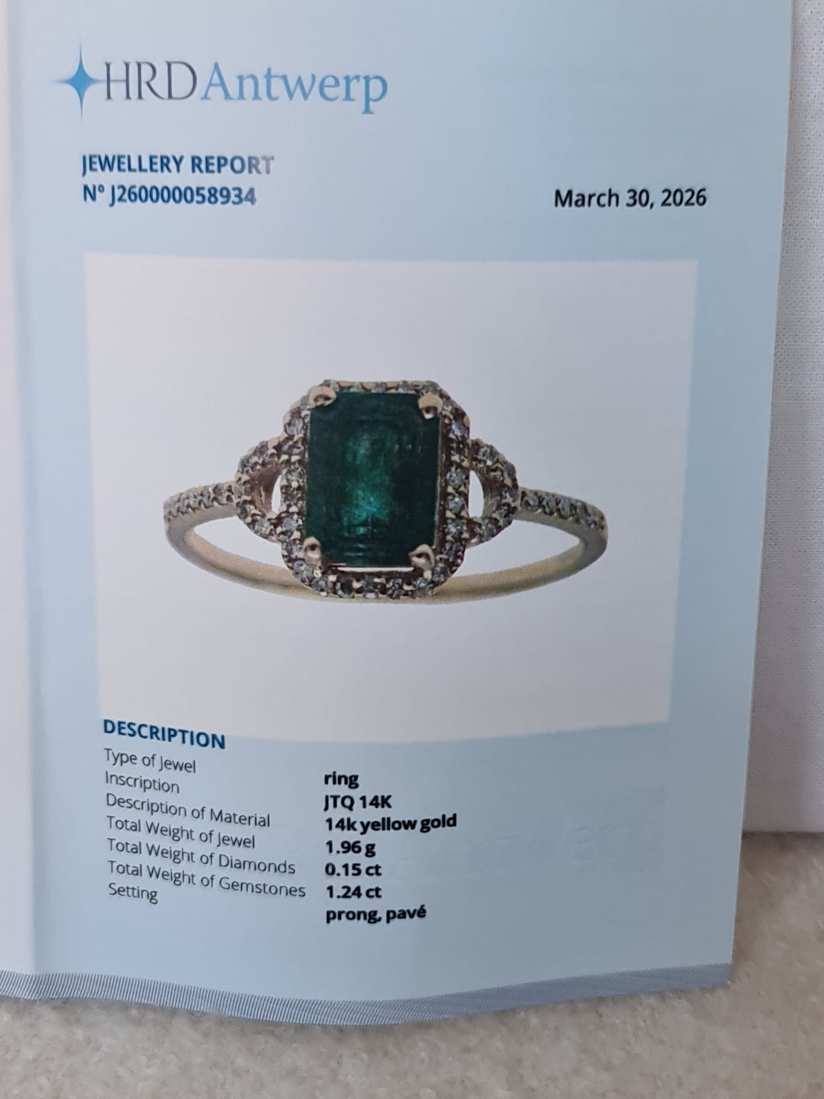 1.39 Ct Octagon Step Cut Natural Emerald 14K Gold
Ring-certified