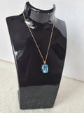 18k gold necklace with natural aquamarine pendant-certified