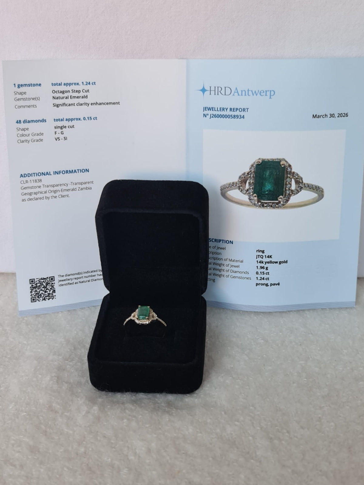 1.39 Ct Octagon Step Cut Natural Emerald 14K Gold
Ring-certified