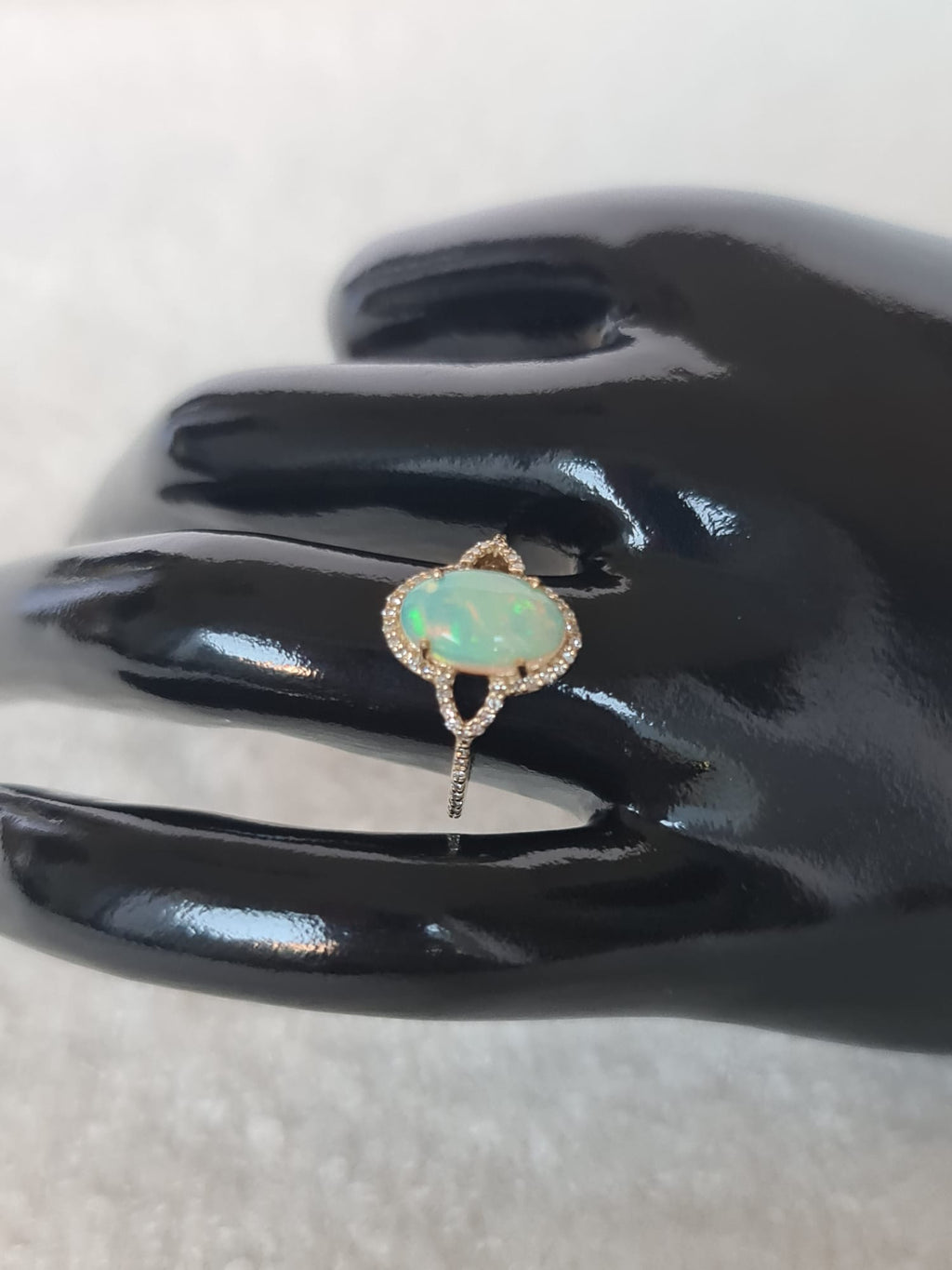 1.39 Ct Oval Cabochon Cut Natural Opal 14K Gold Ring-certified