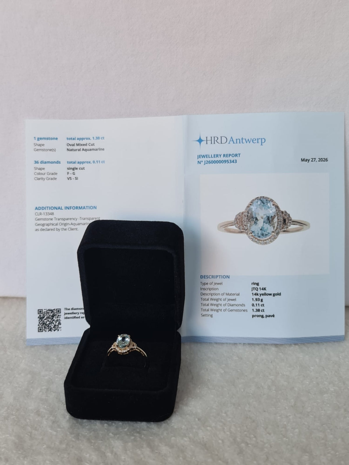 1.49 Ct Oval Mixed Cut
Natural Aquamarine 14K
Gold Ring-certified