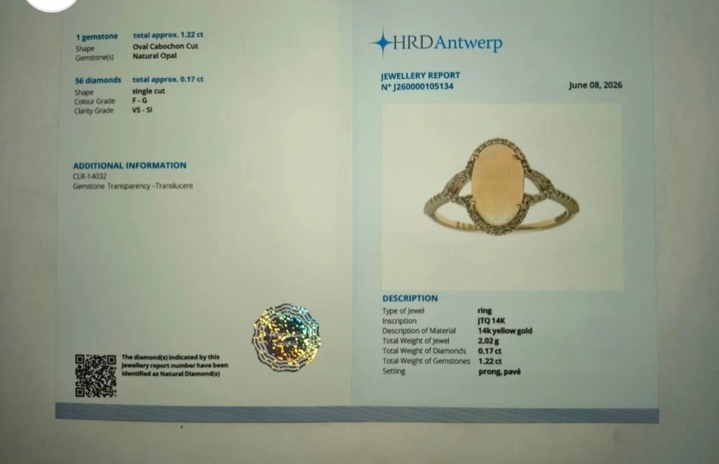 1.39 Ct Oval Cabochon Cut Natural Opal 14K Gold Ring-certified