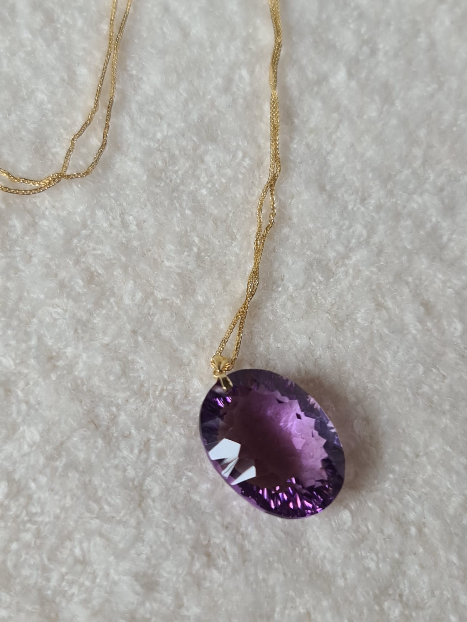 18k gold necklace with natural amethyst pendant