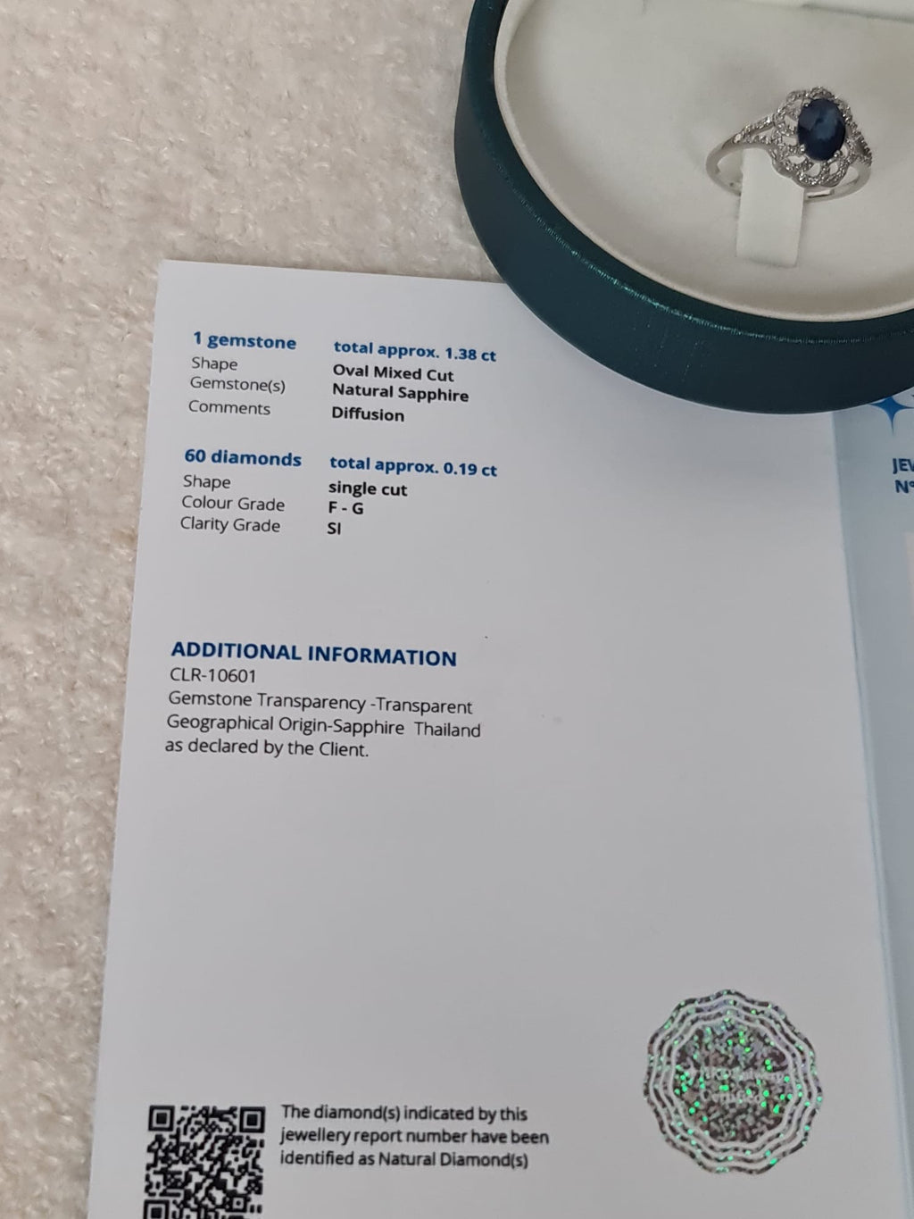 1.57ct natural sapphire with platinum ring-certified