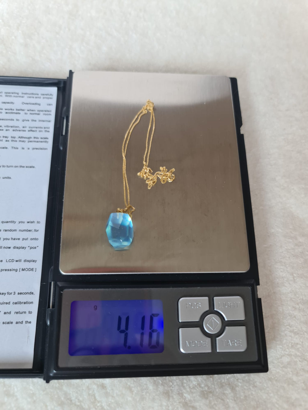18k gold necklace with natural aquamarine pendant-certified