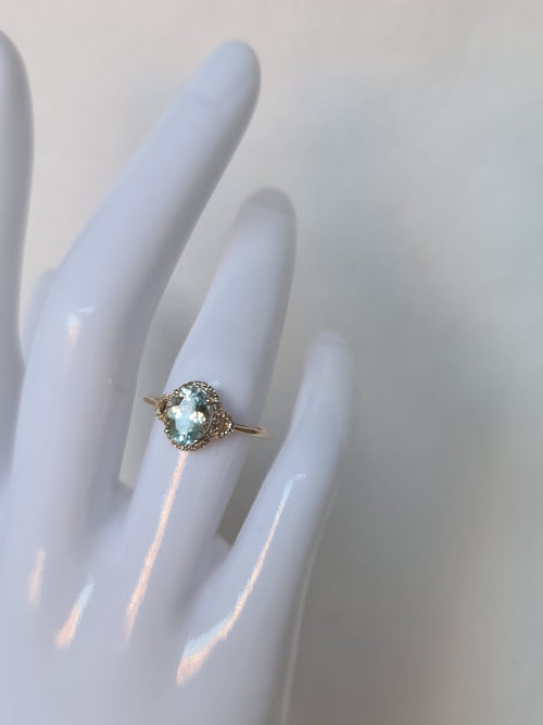 1.49 Ct Oval Mixed Cut
Natural Aquamarine 14K
Gold Ring-certified