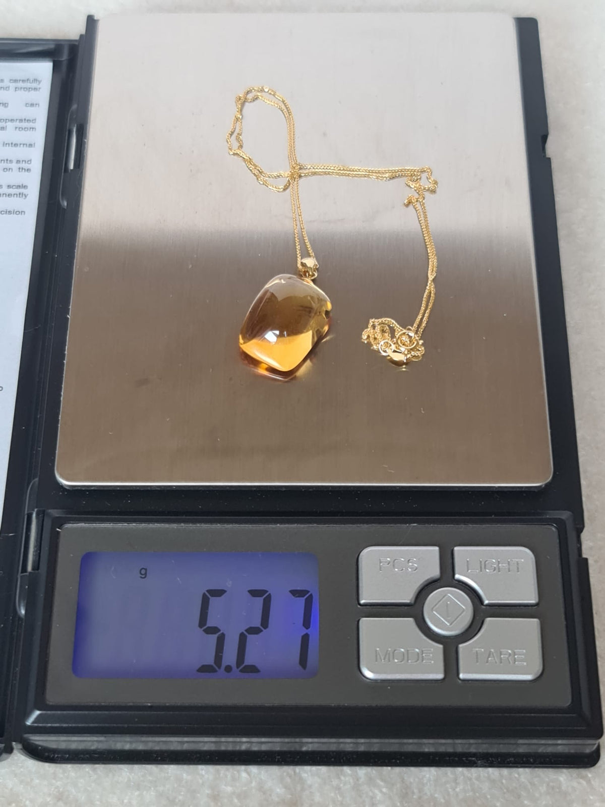 18k gold necklace with natural Citrine-certified
