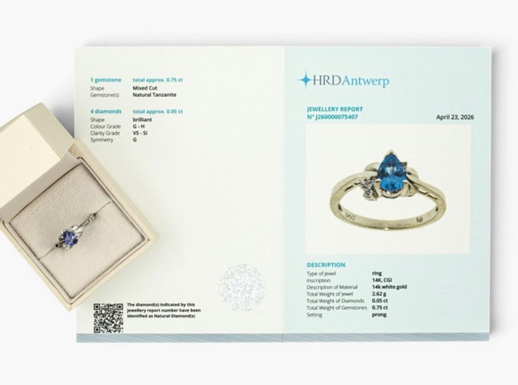 Gold ring with diamonds and tanzanite-certified