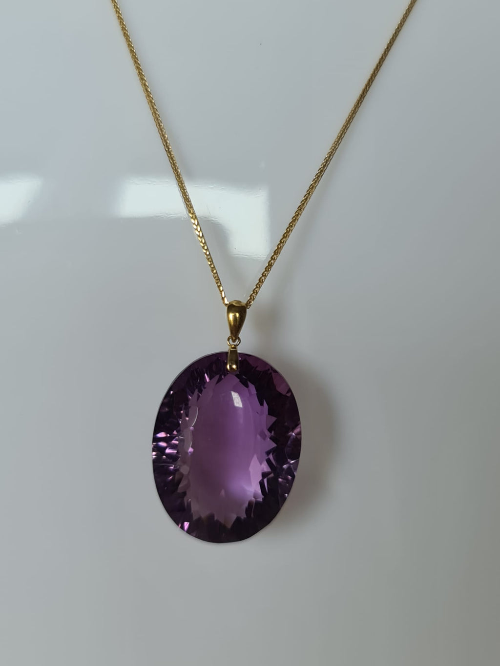 18k gold necklace with natural amethyst pendant